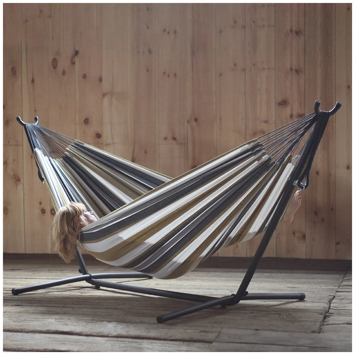 Vivere Cotton Double Hammock with Steel Stand Desert Moon 204kg