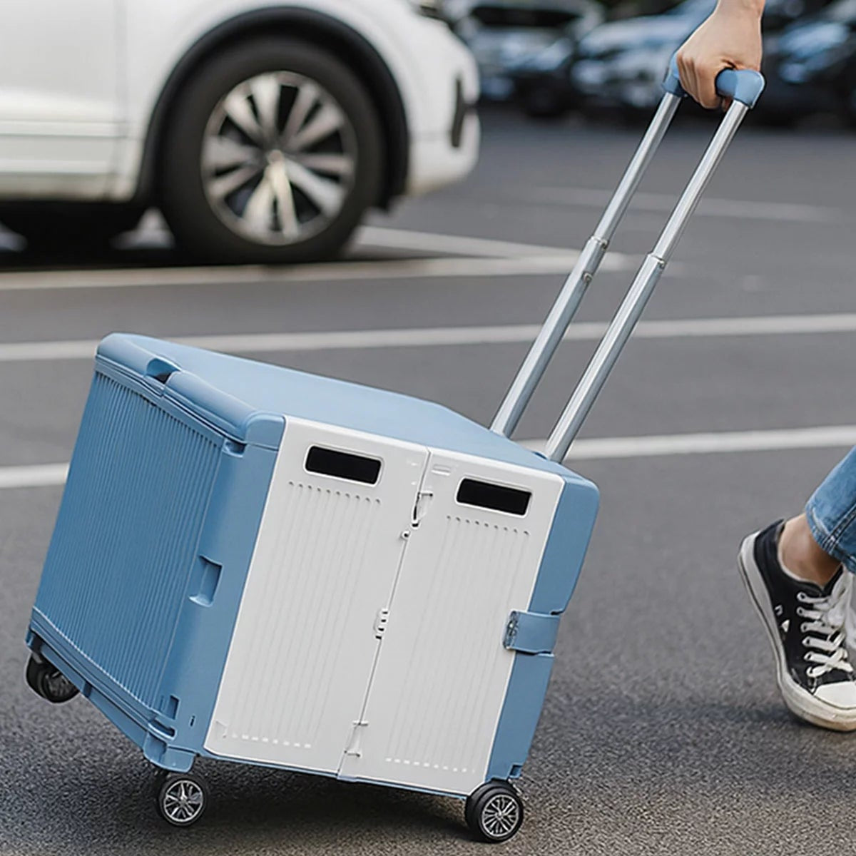 SpaceMade Folding Shopping Cart 50L Portable Wheeled Utility Cart