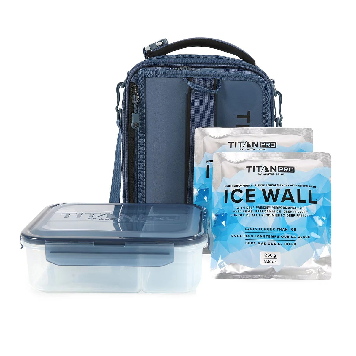 Titan PRO Expandable Insulated Lunch Bag Blue 8L with 2 Ice Walls Bento Box