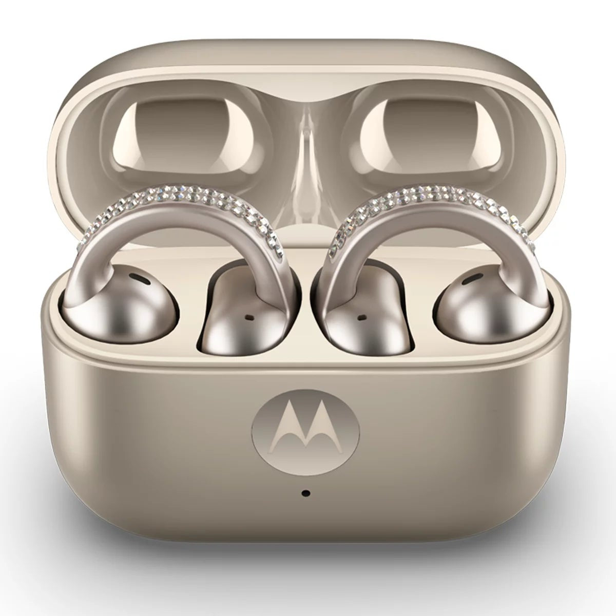 Moto Buds Loop French Oak Swarovski Crystals Open Ear Wireless Earbuds Bose