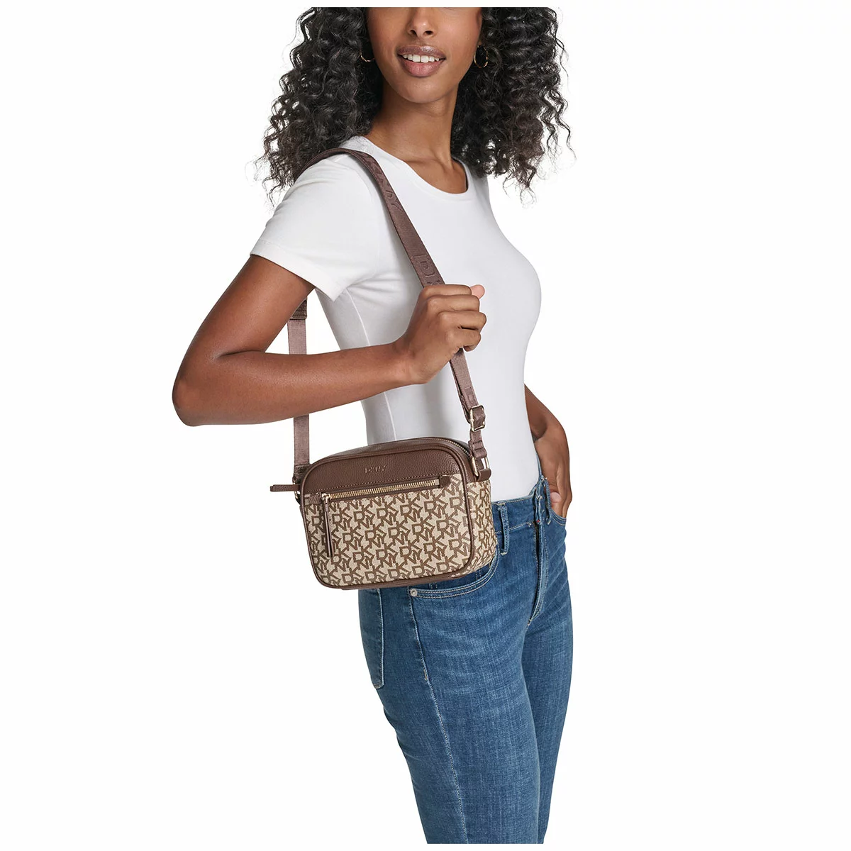 DKNY Crossbody Bag Brown With Adjustable Strap - Free Shipping