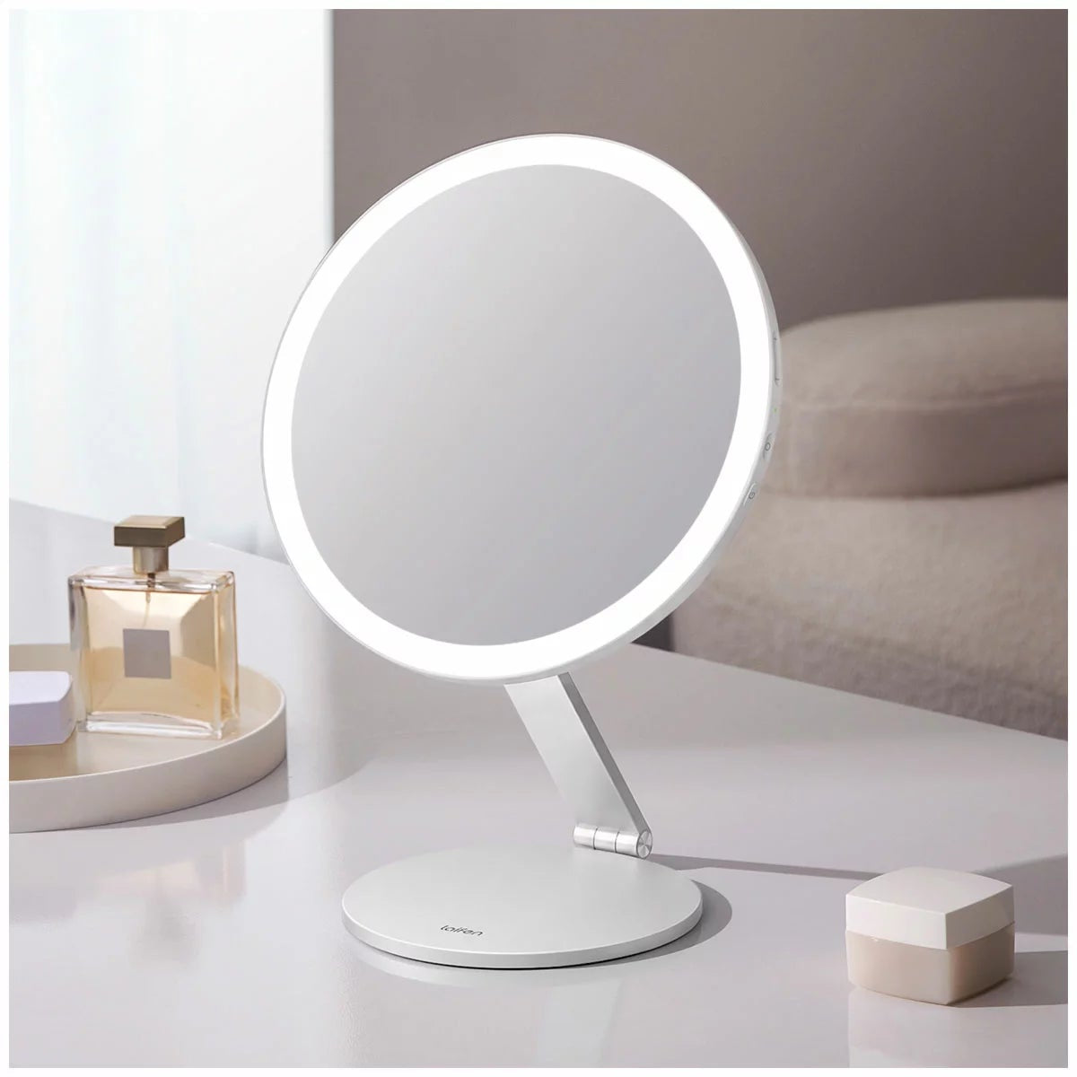 Laifen Glowy LED Vanity Mirror 5x Magnifying Mini Mirror Rechargeable White