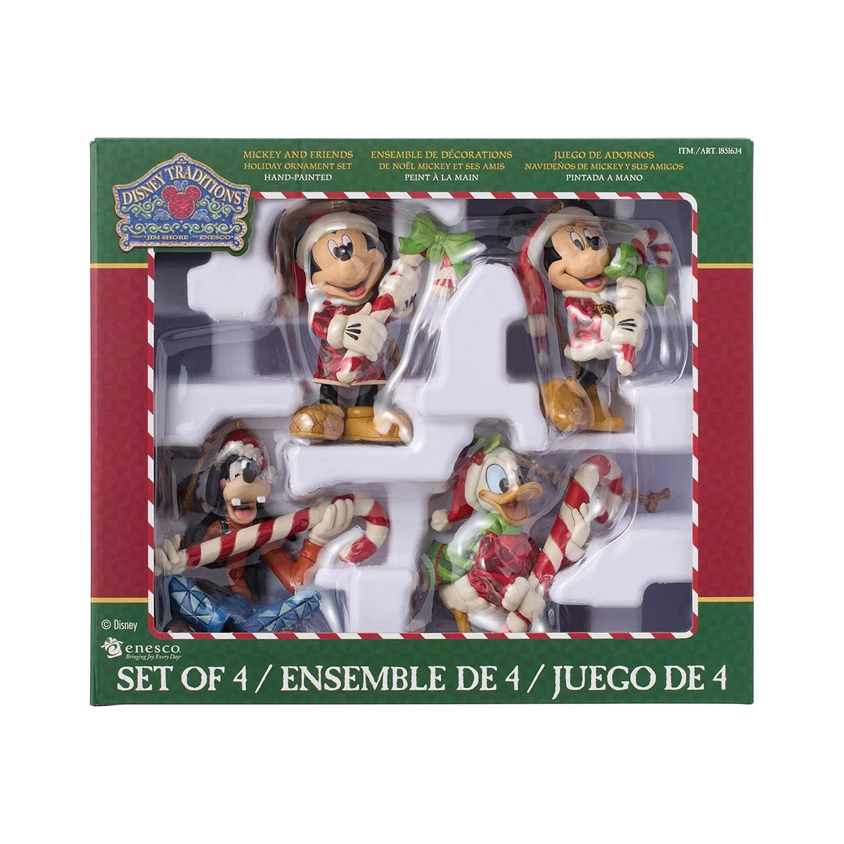 Jim Shore Mickey Friends 4 Piece Hand Painted Christmas Ornaments