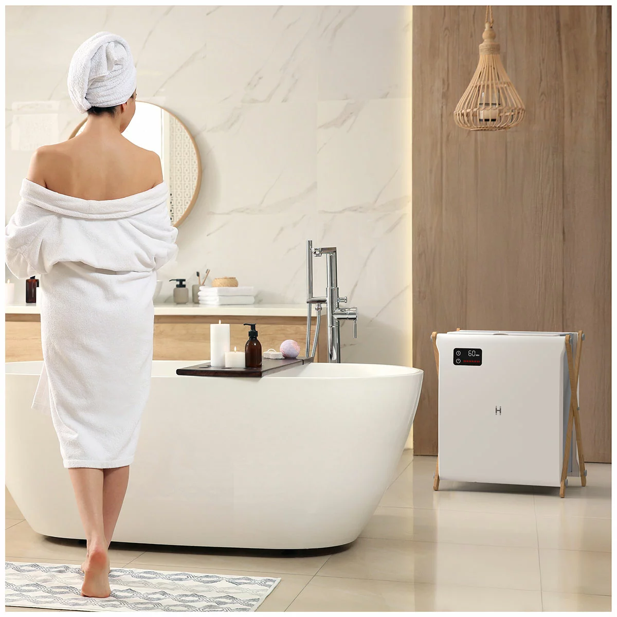 Homedics Towel Warmer TW150AU XL Luxe Spa Edition Heated Towel Bucket Grey