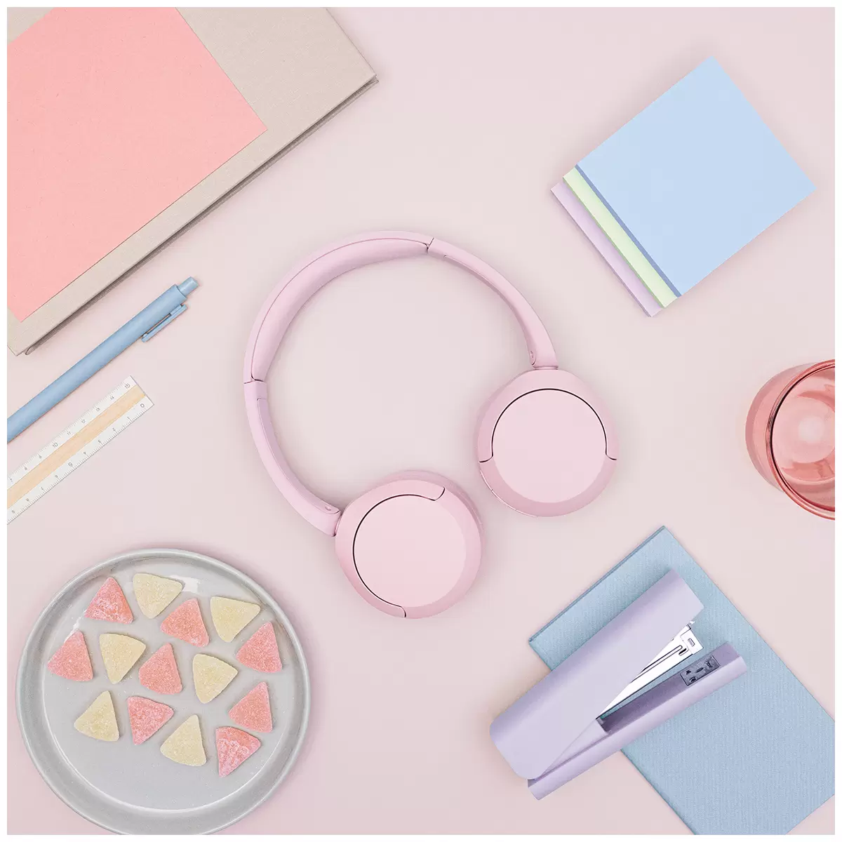 Sony WH-CH520P Wireless Bluetooth Headphones Pink 50H Battery Multipoint Mic