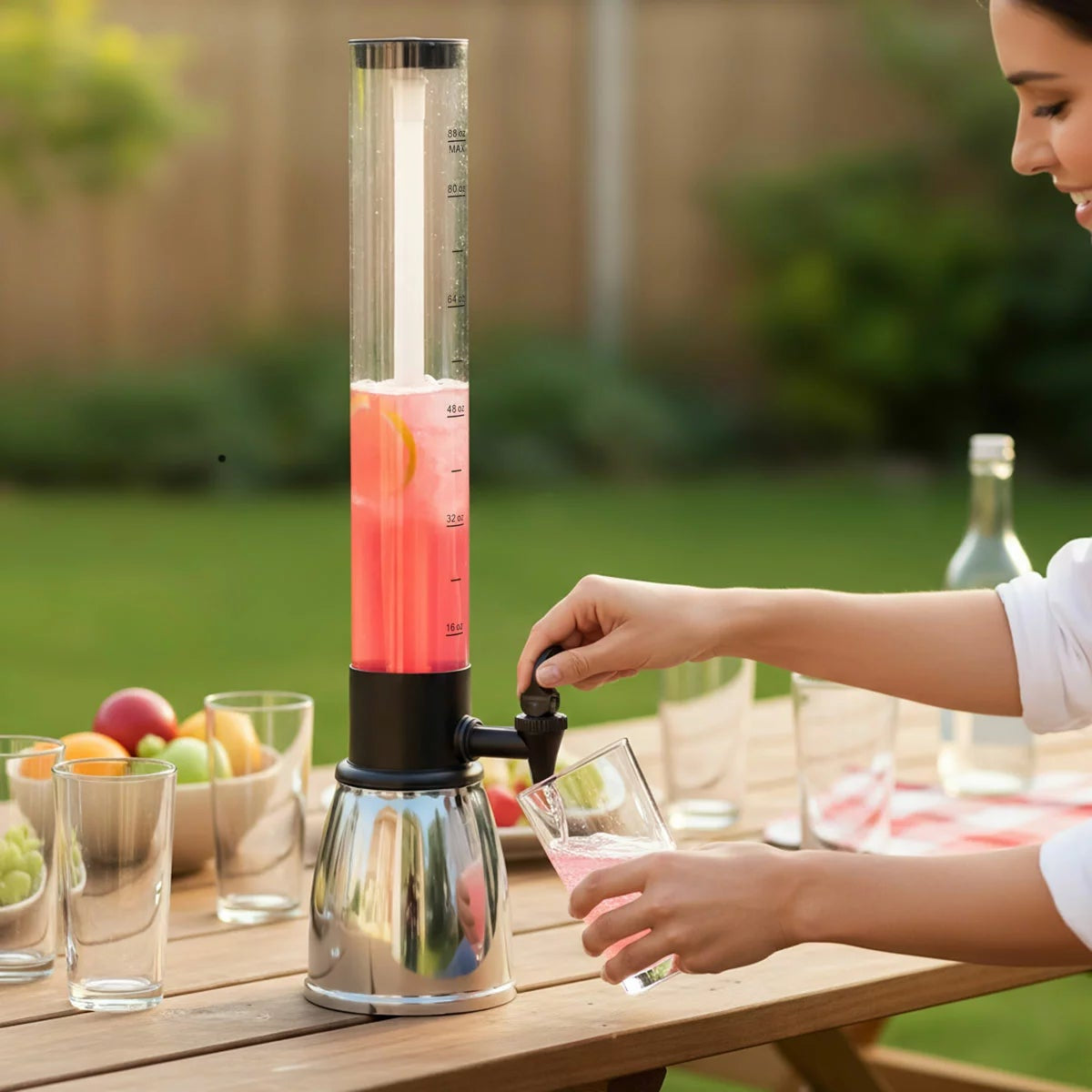 Mesa 2.6L Beverage Tower Drink Dispenser With Removable Ice Tube Easy Pour
