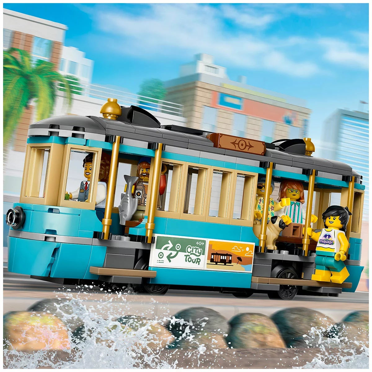 LEGO City Beach Streetcar 60506 Minifigures Tram Building Set 7+ 693 Pieces
