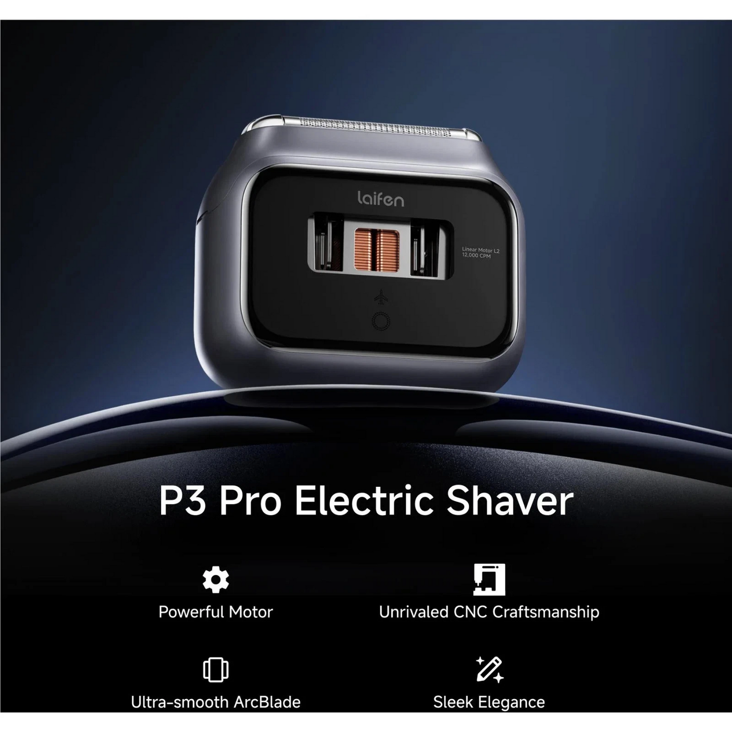 Laifen P3 Pro 3-Blade Electric Shaver Grey Waterproof USB-C Rechargeable Razor