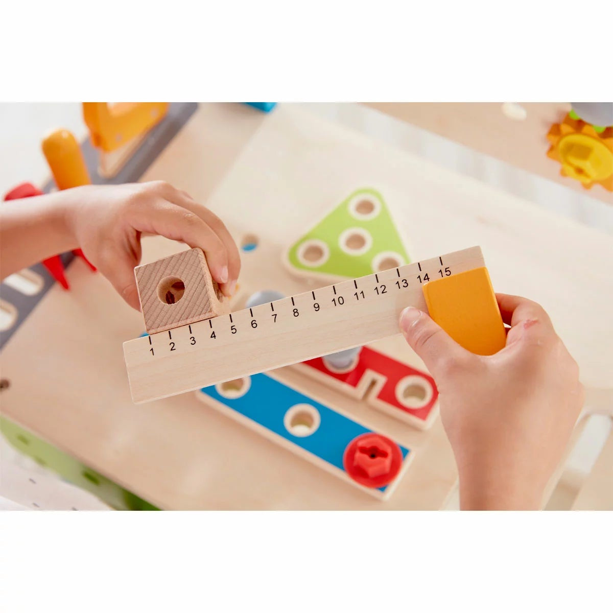 Hape Wooden Kids Workbench 35pc Tool Set Hammer Saw Screwdriver 3+ Years