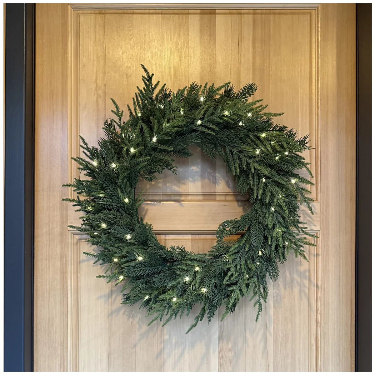 30 Inch Pre-Lit Norfolk Pine Christmas Wreath Battery LED Holiday Decor