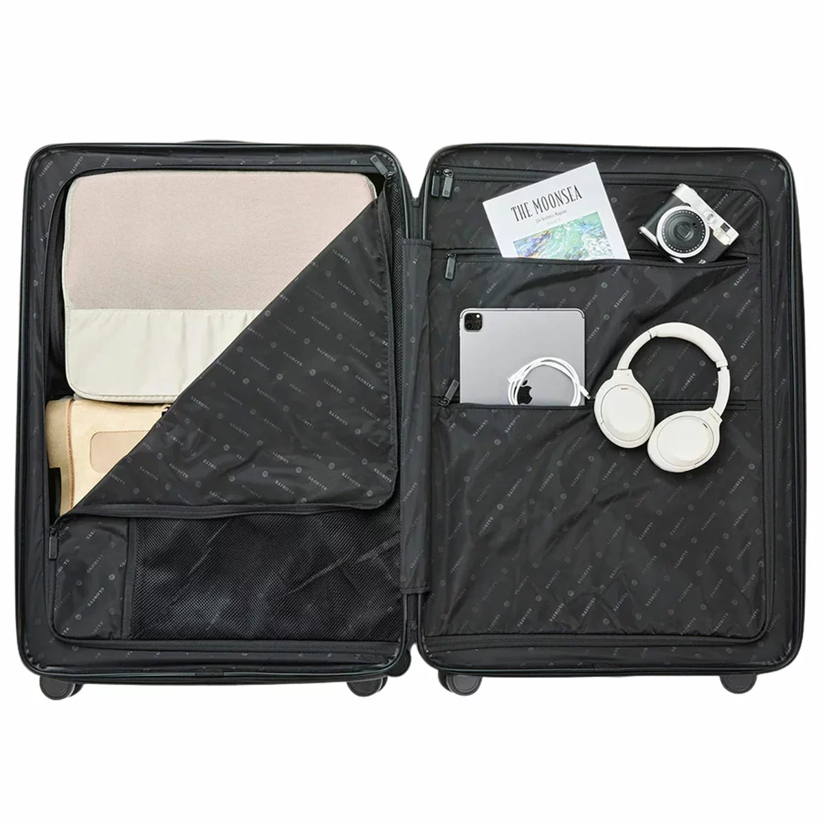 Globite 2 Piece Luggage Set Black With 4 Piece Packing Cube