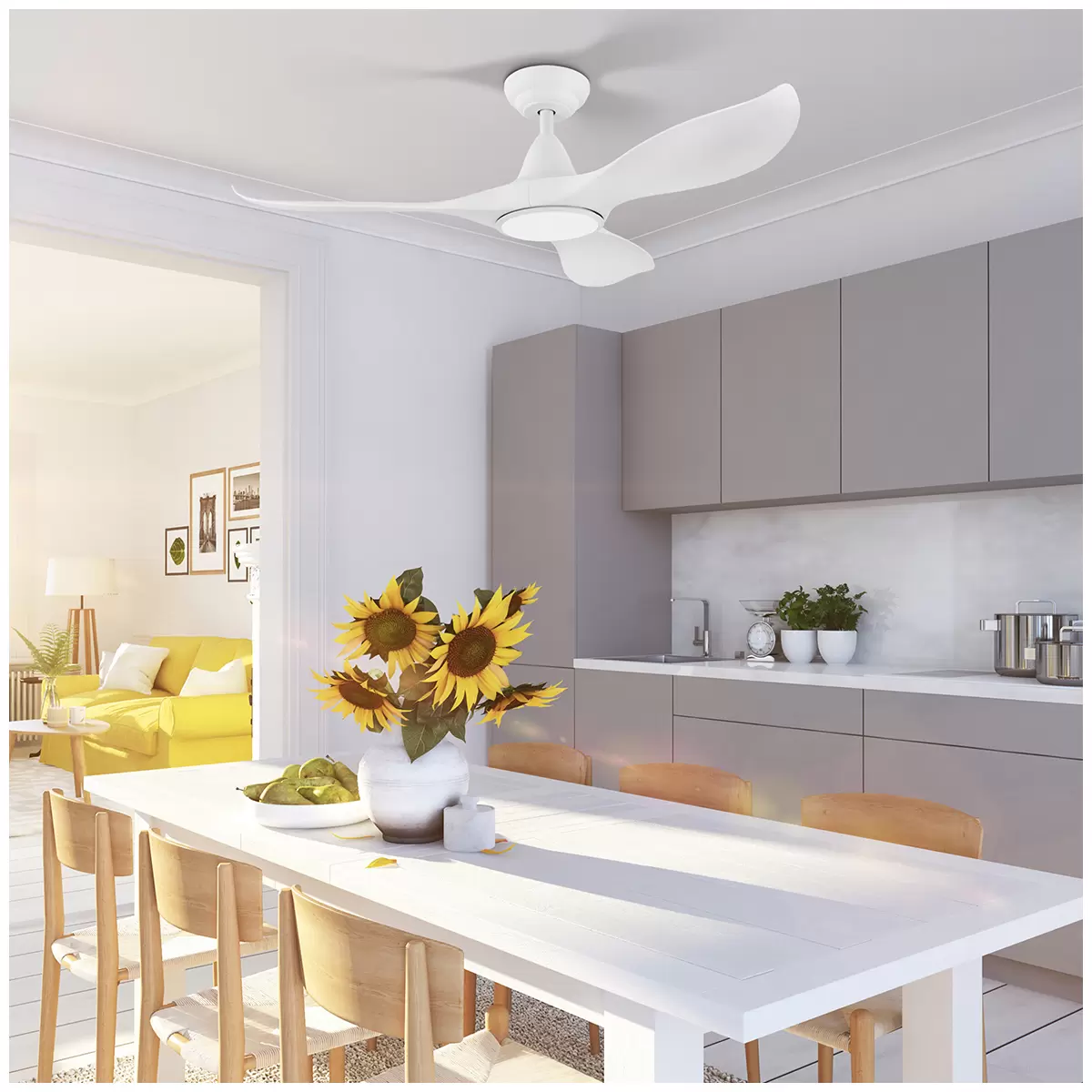 EGLO Noosa DC Fan 18W Tri-Colour Led Light White 116cm 204801 Free Shipping