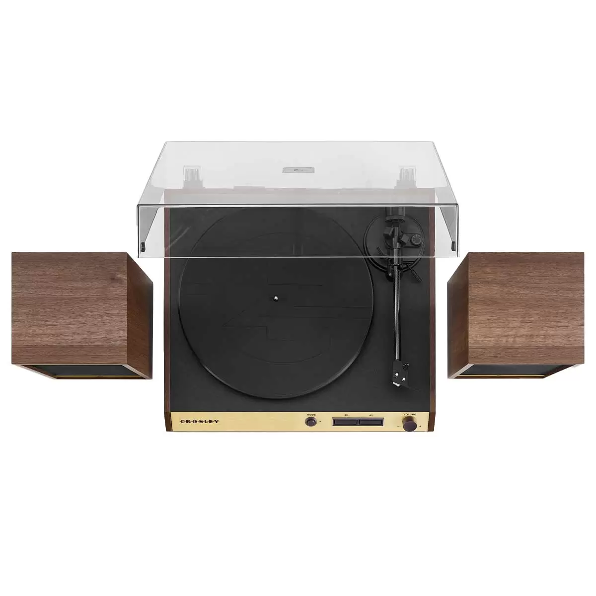 Crosley C72 Record Vinyl Shelf Turntable with Speakers Walnut CR72A-WA