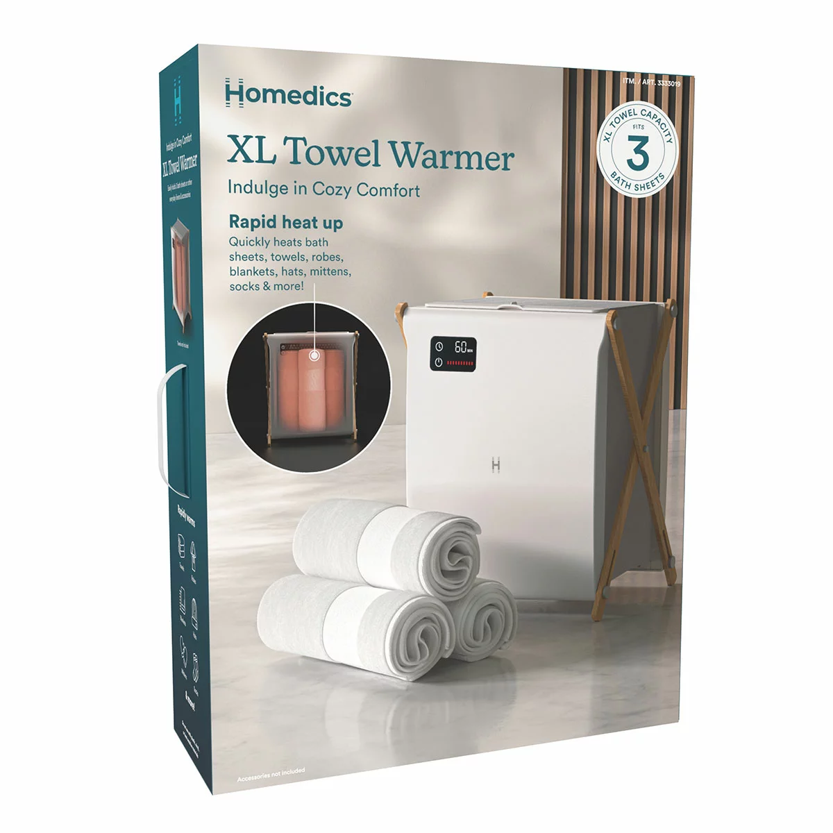 Homedics Towel Warmer TW150AU XL Luxe Spa Edition Heated Towel Bucket Grey