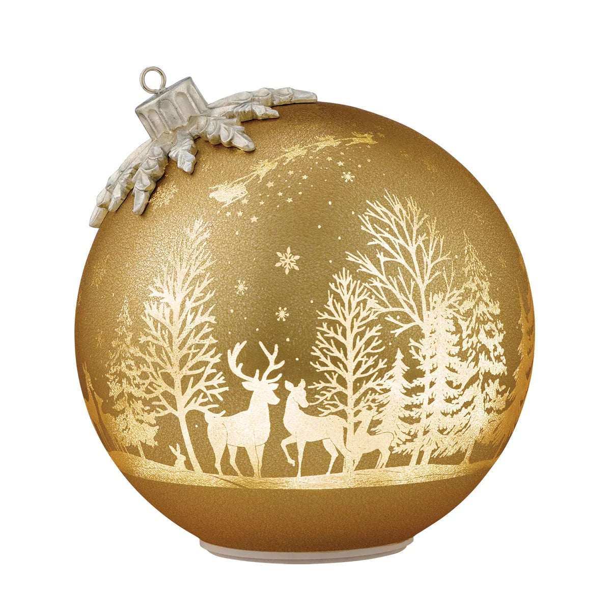 Seasonal Rotating Glass Balls 2pc Gold LED Christmas Holiday Home Decor