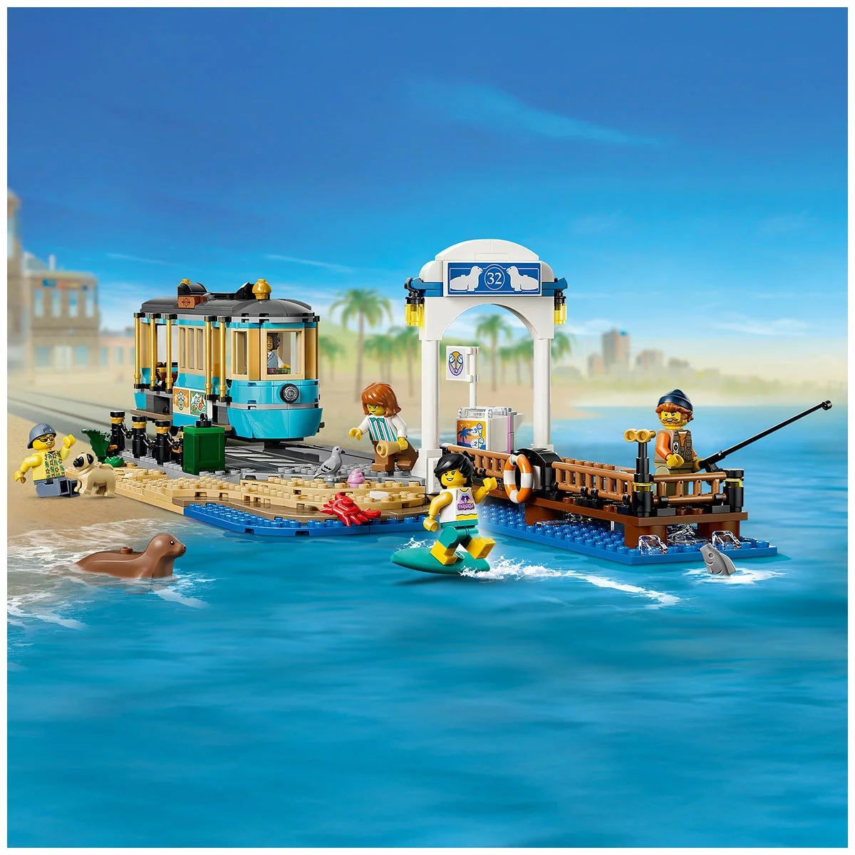 LEGO City Beach Streetcar 60506 Minifigures Tram Building Set 7+ 693 Pieces