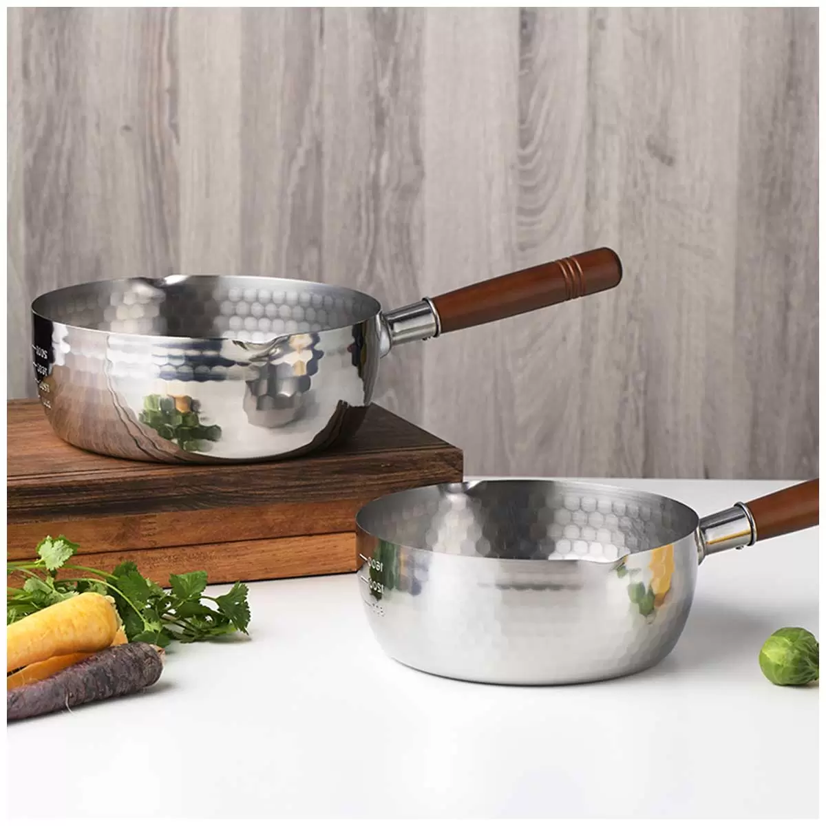 2 x Yoshikawa Yukihira Stainless Steel Saucepans 20cm & 22cm Free Shipping
