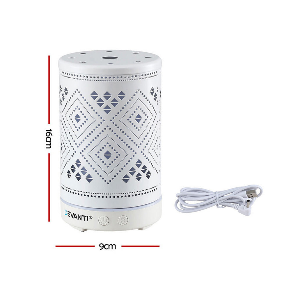 Devanti Ultrasonic Aroma Diffuser Aromatherapy 100ml LED Lights Iron Humidifier Forest