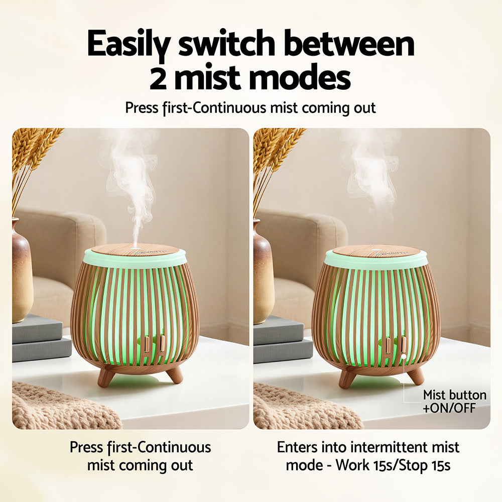 Devanti Ultrasonic Aroma Diffuser Aromatherapy 140ml LED Lights Iron Humidifier Forest Deep Wood