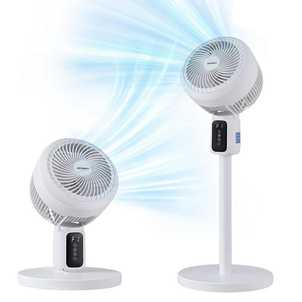 Devanti Pedestal Fan W/ Remote 3 Speed 12H Timer Height Adjustable Cooling Fan