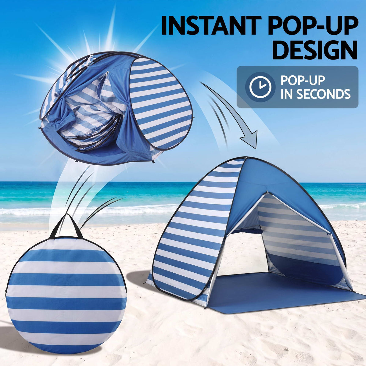 Weisshorn Pop Up Beach Tent UPF50+ Sun Shade 2-3 Person Lightweight