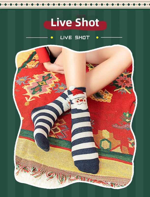 Christmas gift  Christmas Socks Combed Cotton 4 Pair Medium Socks Gift Box