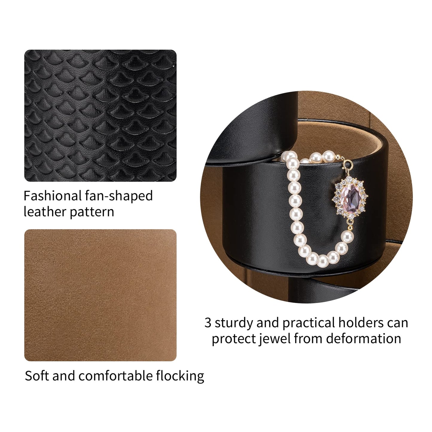 Black Travel Jewelry Case: 3-Layer PU Cylinder Organizer for Necklaces, Earrings, Gifts for Travelers & Jewelry Lovers