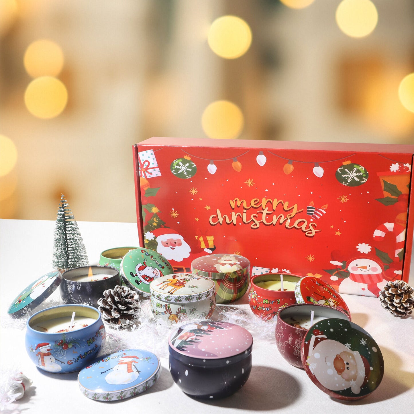 Christmas gift Aussie Christmas Scented Candle Set – 8 Festive Tin Candles with Unique Scents & Cute Designs for Holiday Gifting