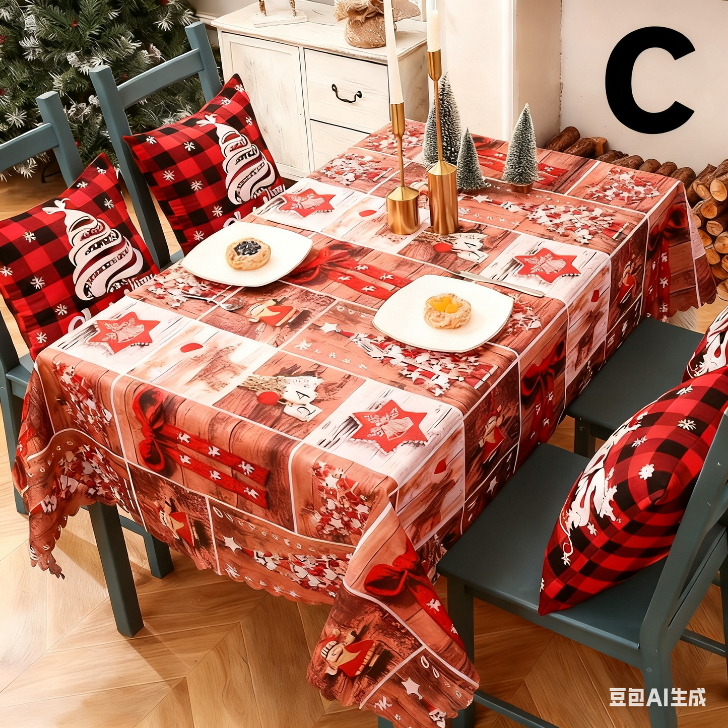 Christmas gift Christmas Tablecloth - Festive 180x150cm Table Cover for Holiday Dining & Home Decor（B）