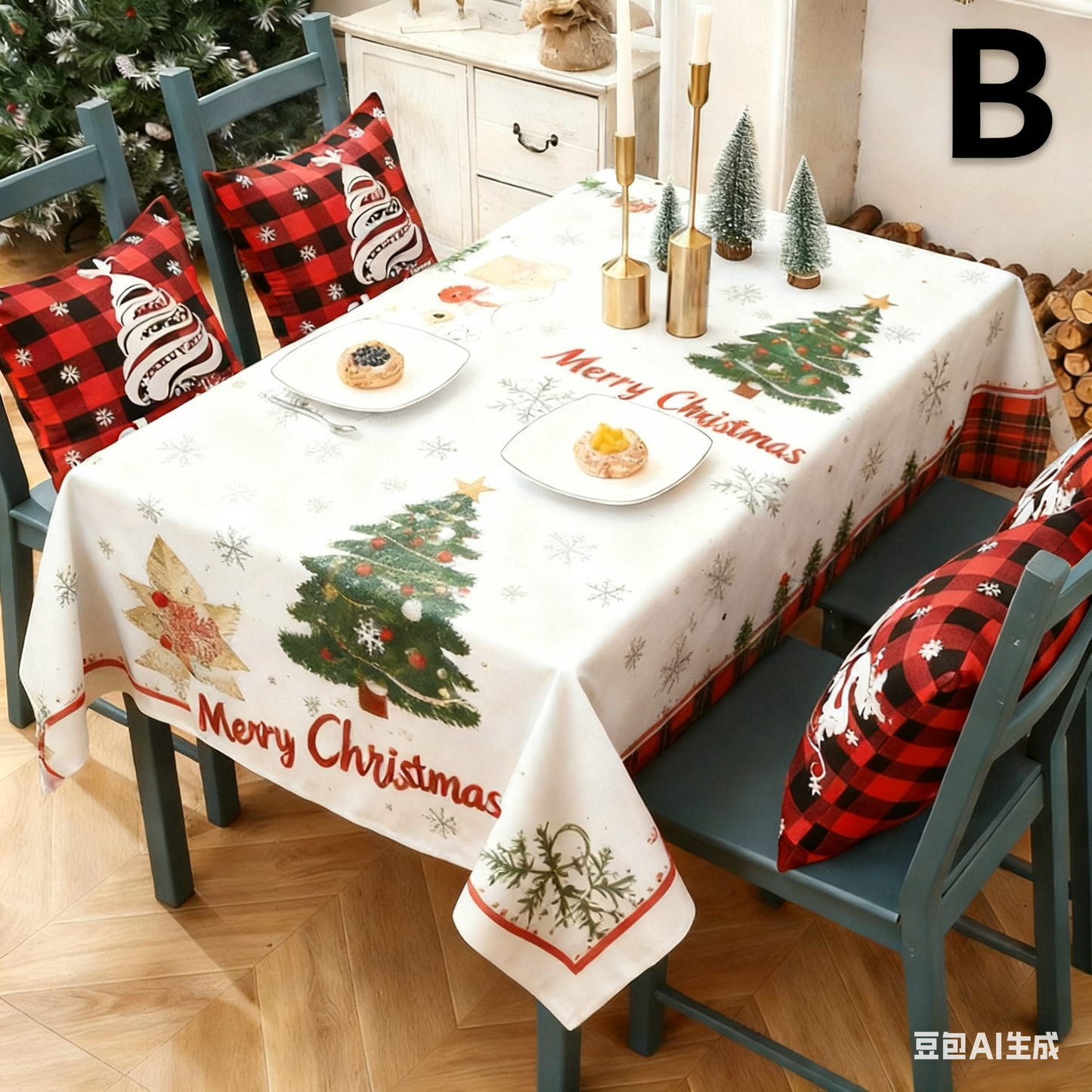 Christmas gift Christmas Tablecloth - Festive 180x150cm Table Cover for Holiday Dining & Home Decor（C）