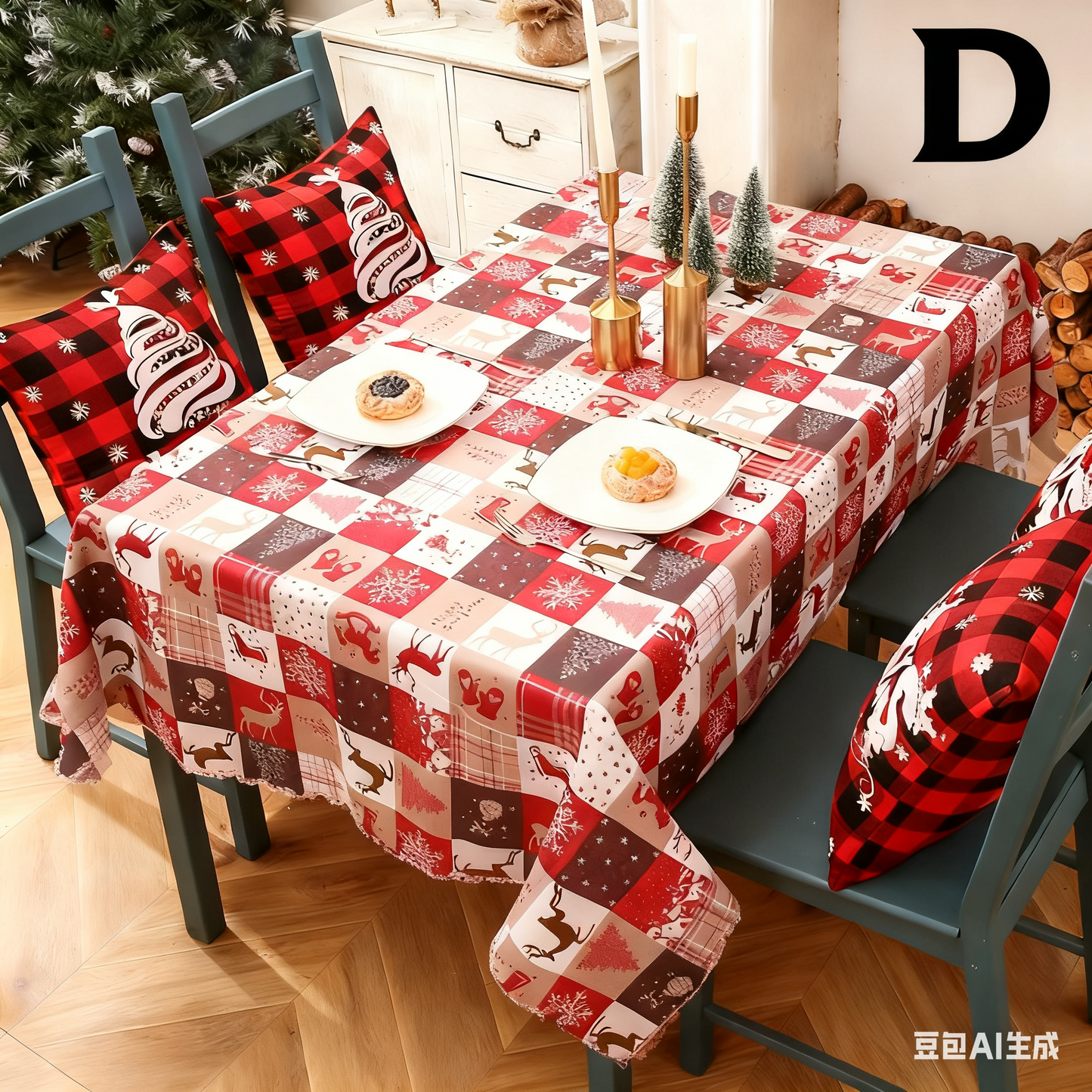Christmas gift Christmas Tablecloth - Festive 180x150cm Table Cover for Holiday Dining & Home Decor（E）