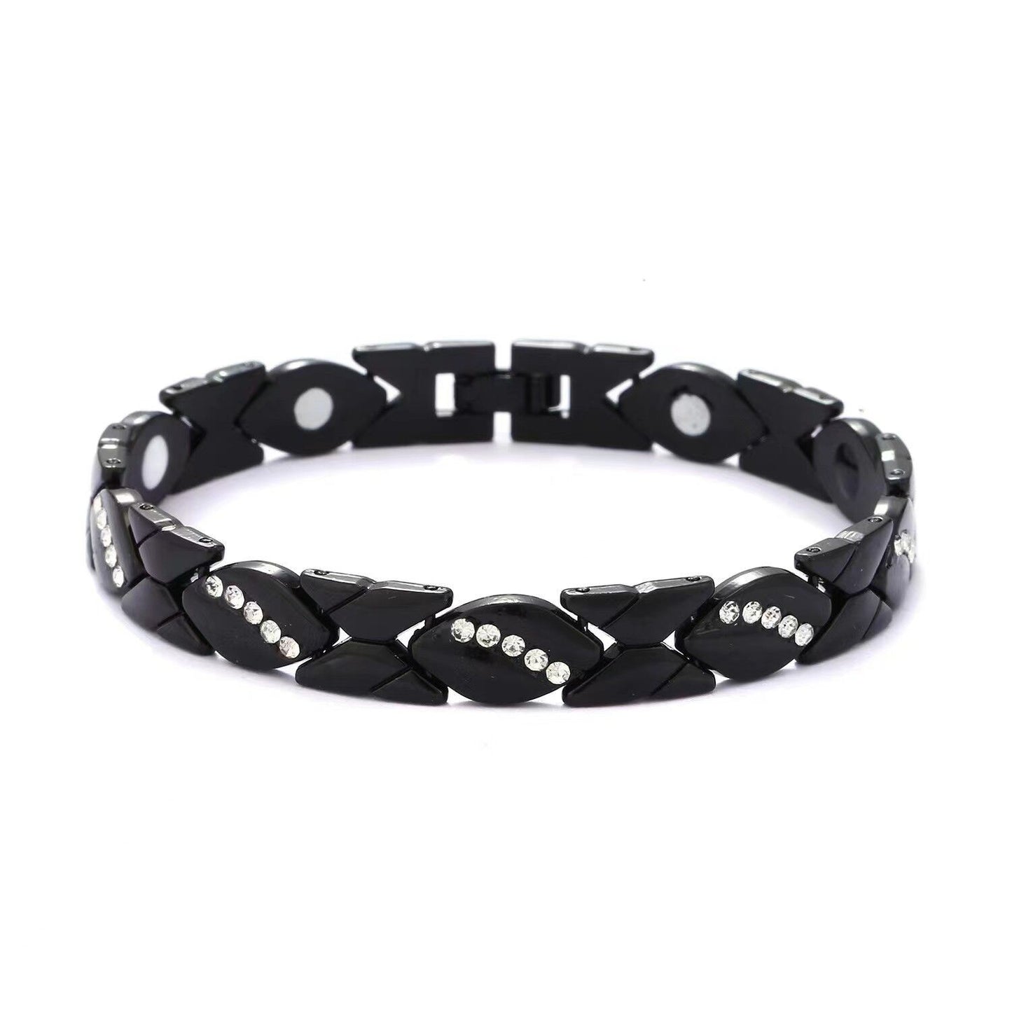 Christmas gift Stylish Ancient Copper Magnetic Therapy Bracelet with Diamond Accents - Enhance Health & Elegance（silver）