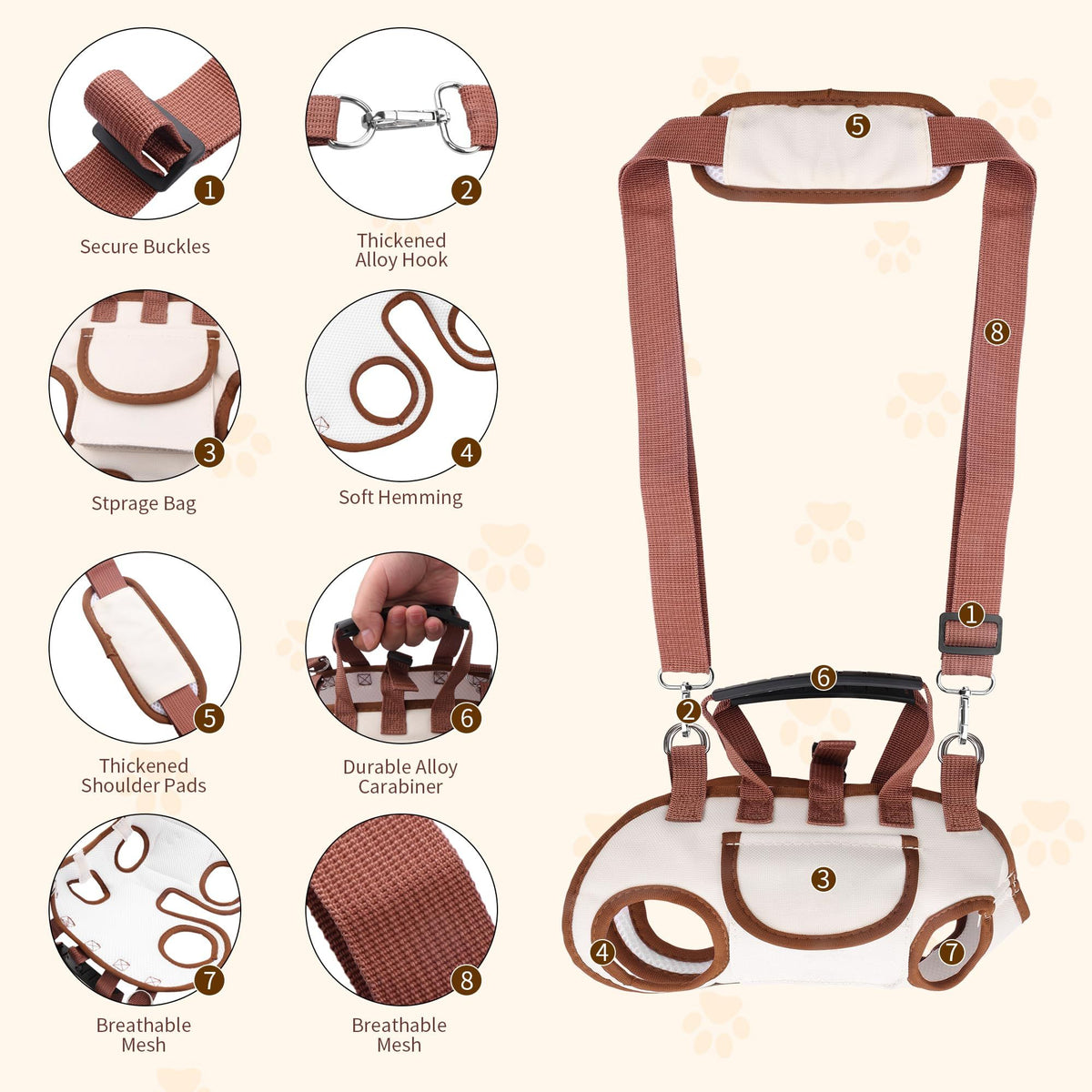 Hands Free Dog Backpack Carrier for Small Dogs, Breathable Pet Carrier with Adjustable Straps,Portable Shoulder Carrier Sling Backpack for Hiking, Camping, Walking, Cycling,L(Orange)