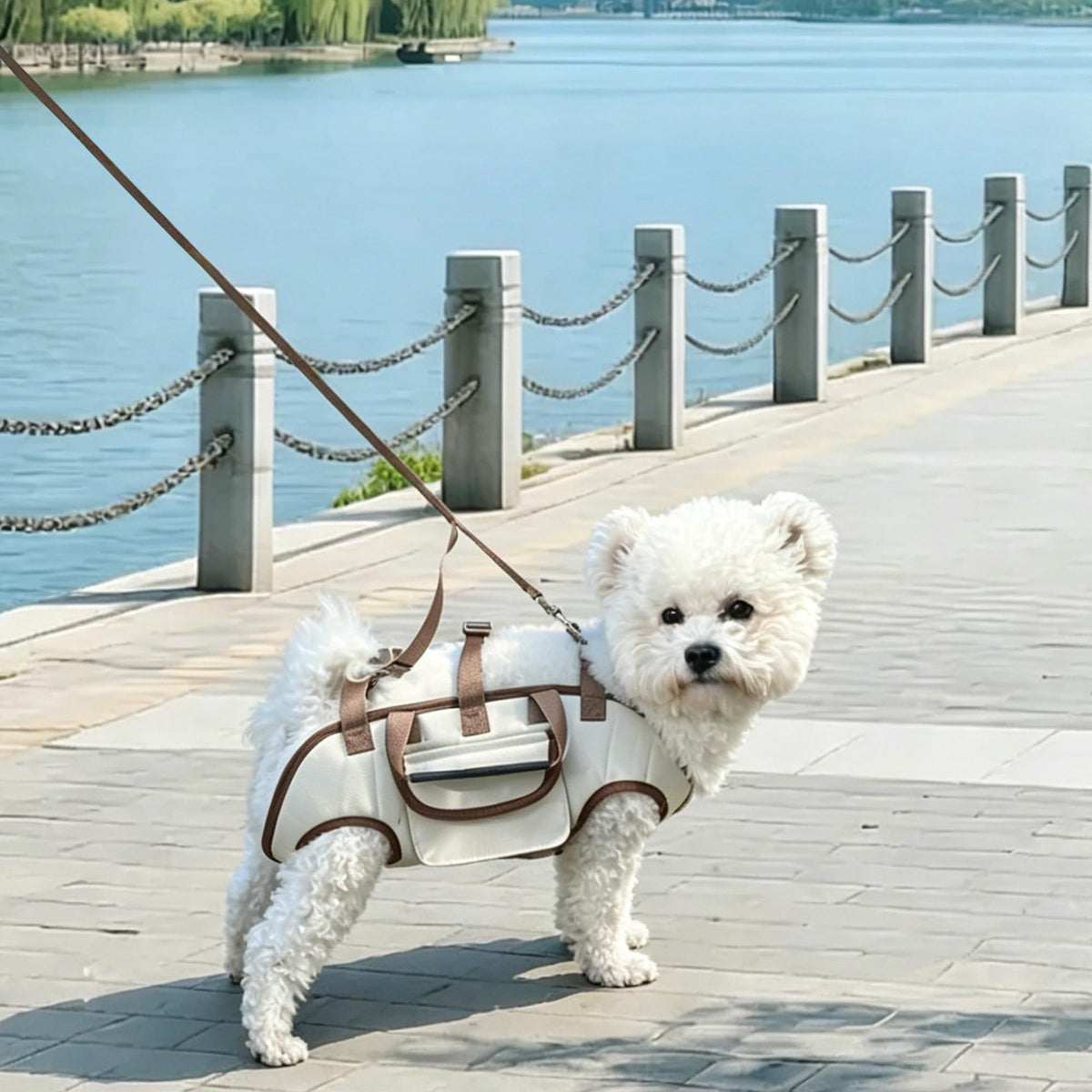 Hands Free Dog Backpack Carrier for Small Dogs, Breathable Pet Carrier with Adjustable Straps,Portable Shoulder Carrier Sling Backpack for Hiking, Camping, Walking, Cycling,M(Brown)