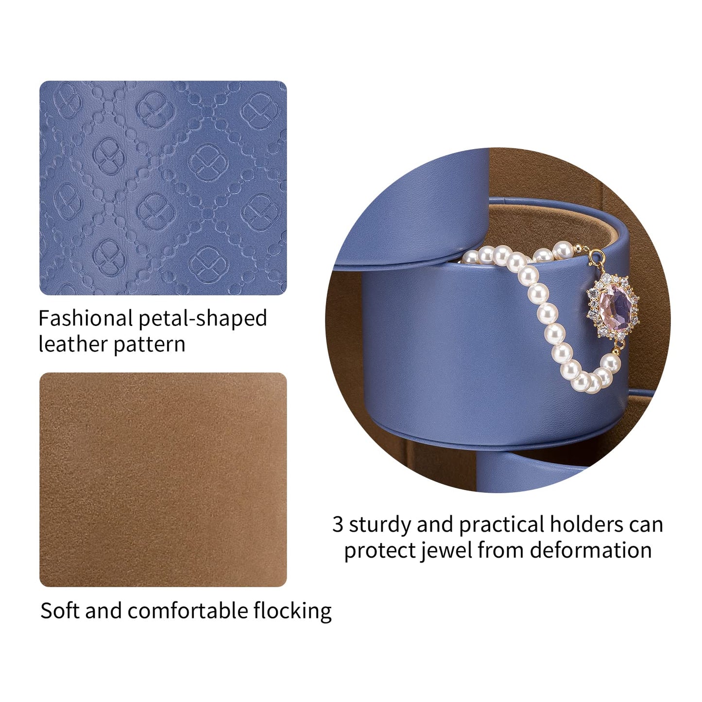 Purple Travel Jewelry Case: 3-Layer PU Cylinder Organizer for Necklaces, Earrings, Gifts for Travelers & Jewelry Lovers