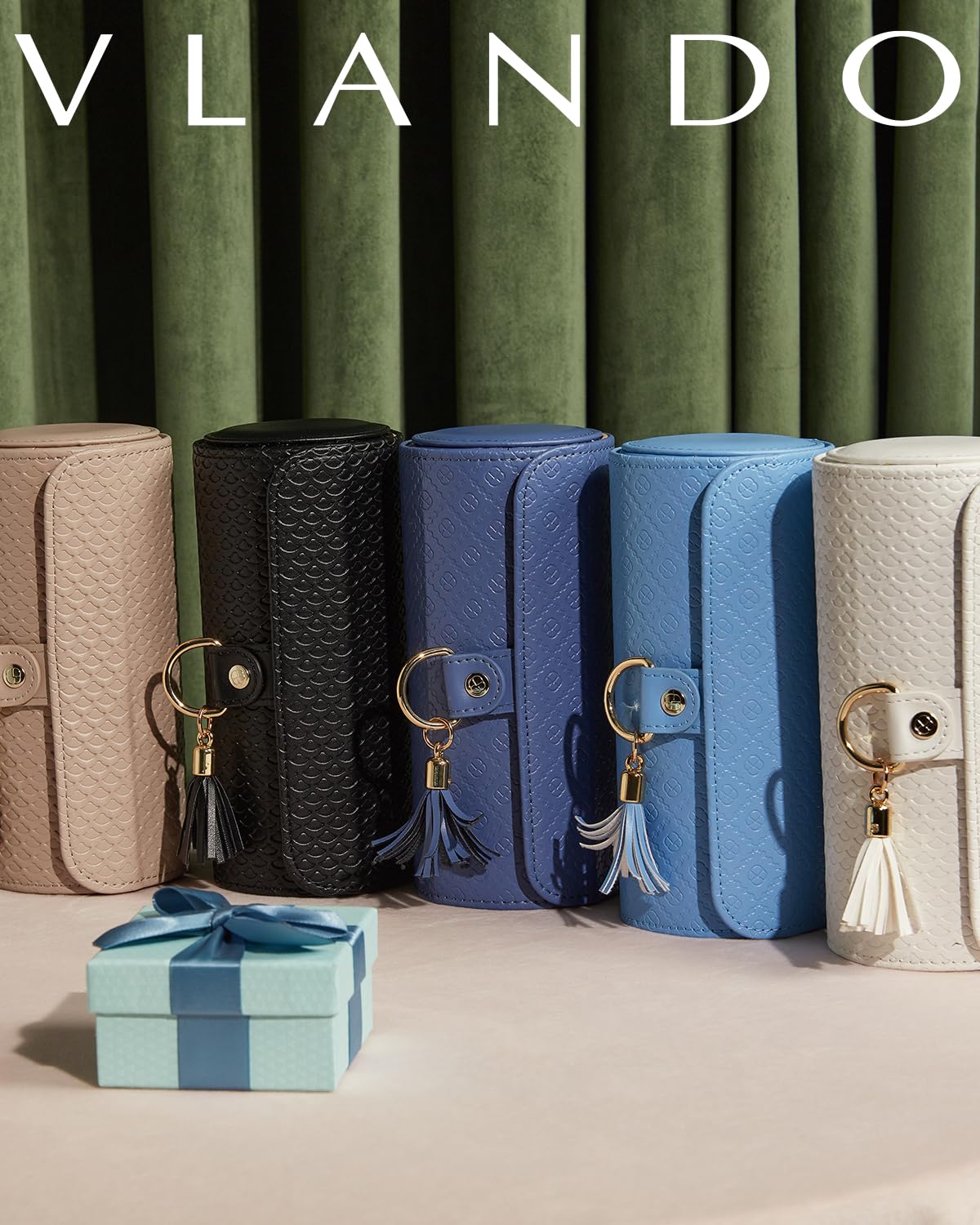 Purple Travel Jewelry Case: 3-Layer PU Cylinder Organizer for Necklaces, Earrings, Gifts for Travelers & Jewelry Lovers