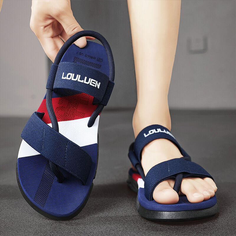 Men's 3-Color Convertible Sandals & Slippers, Outdoor Non-Slip EVA Thick-Sole Beach Shoes for Dual Wear(dark blue-37)