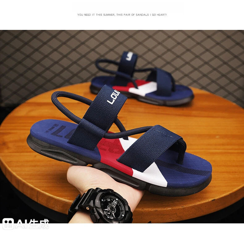 Men's 3-Color Convertible Sandals & Slippers, Outdoor Non-Slip EVA Thick-Sole Beach Shoes for Dual Wear(dark blue-43)