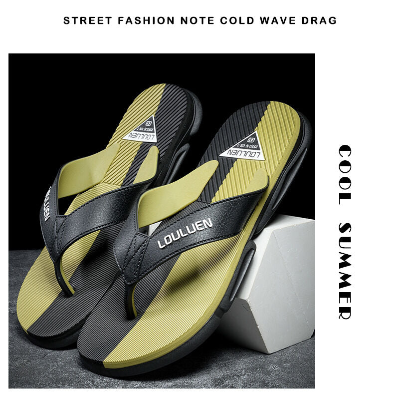 Men's Flip Flops with EVA-PVC Dual Sole,Green for Comfort & Slip-Resistance(41)