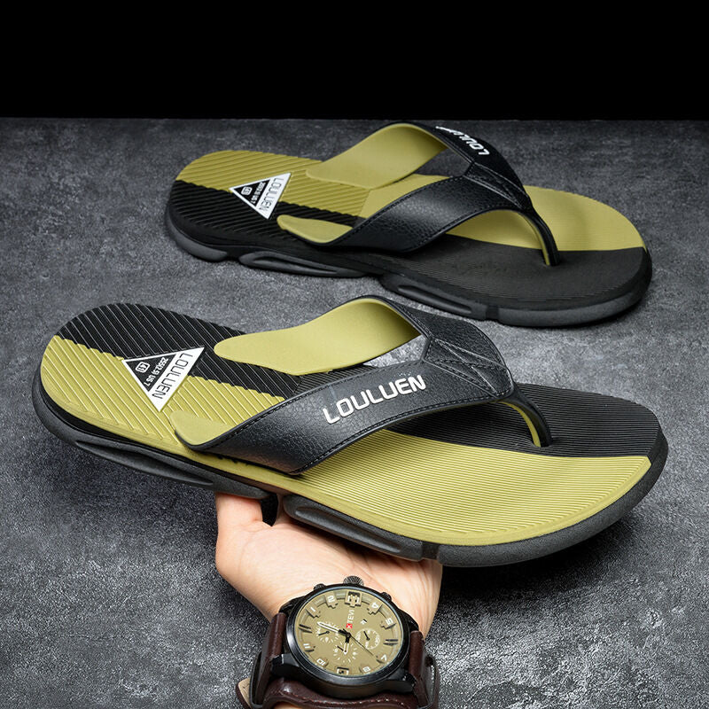 Men's Flip Flops with EVA-PVC Dual Sole,Green for Comfort & Slip-Resistance(42)