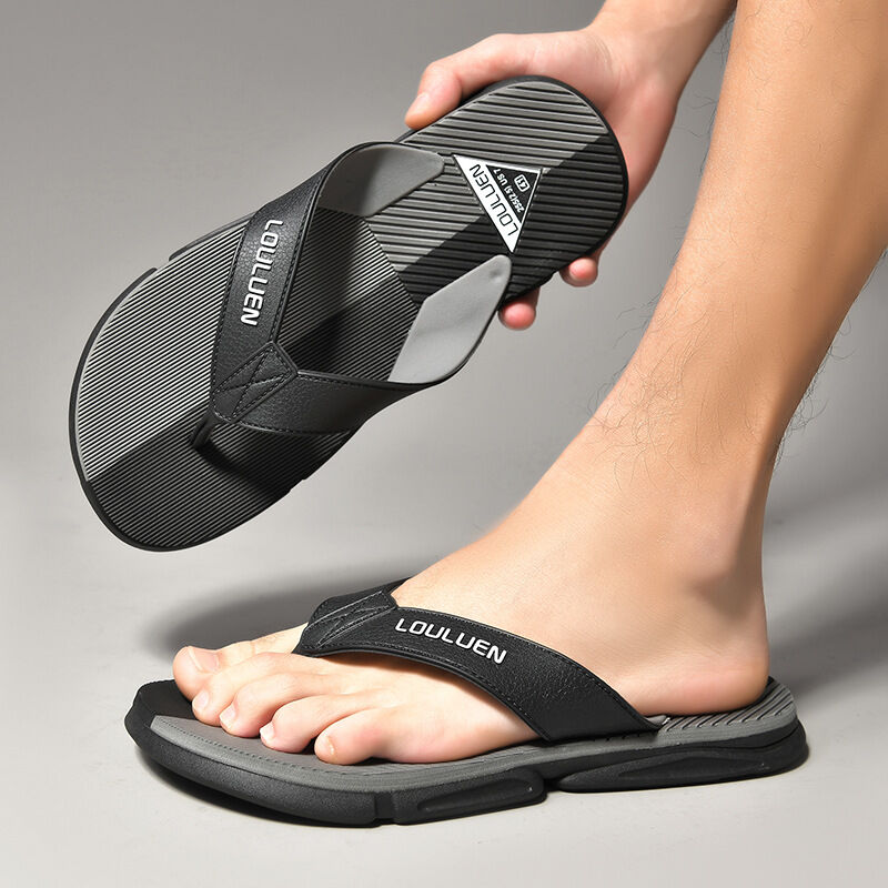 Men's Flip Flops with EVA-PVC Dual Sole, Grey for Comfort  & Slip-Resistance(44)