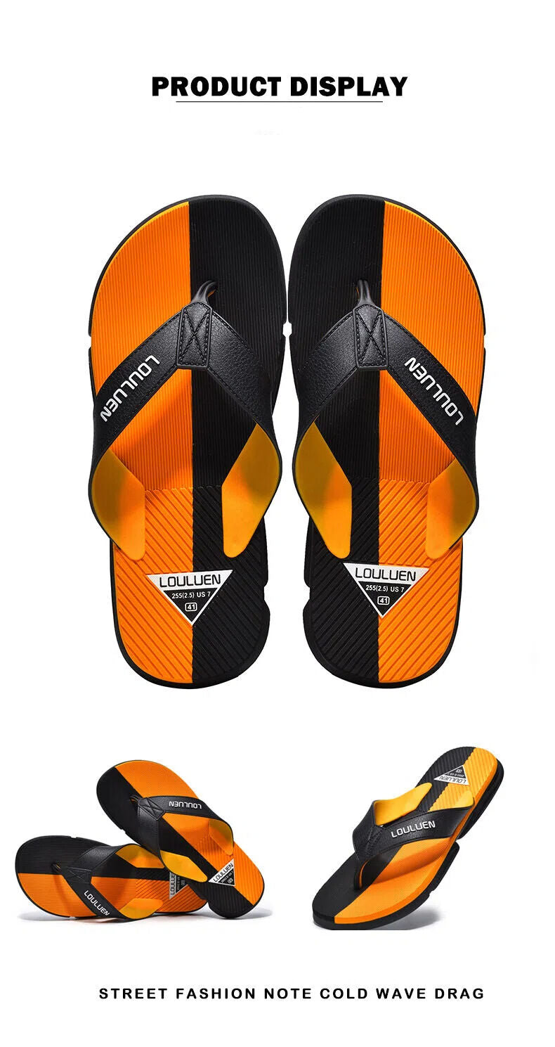 Men's Flip Flops with EVA-PVC Dual Sole,Orange for Comfort & Slip-Resistance(40)