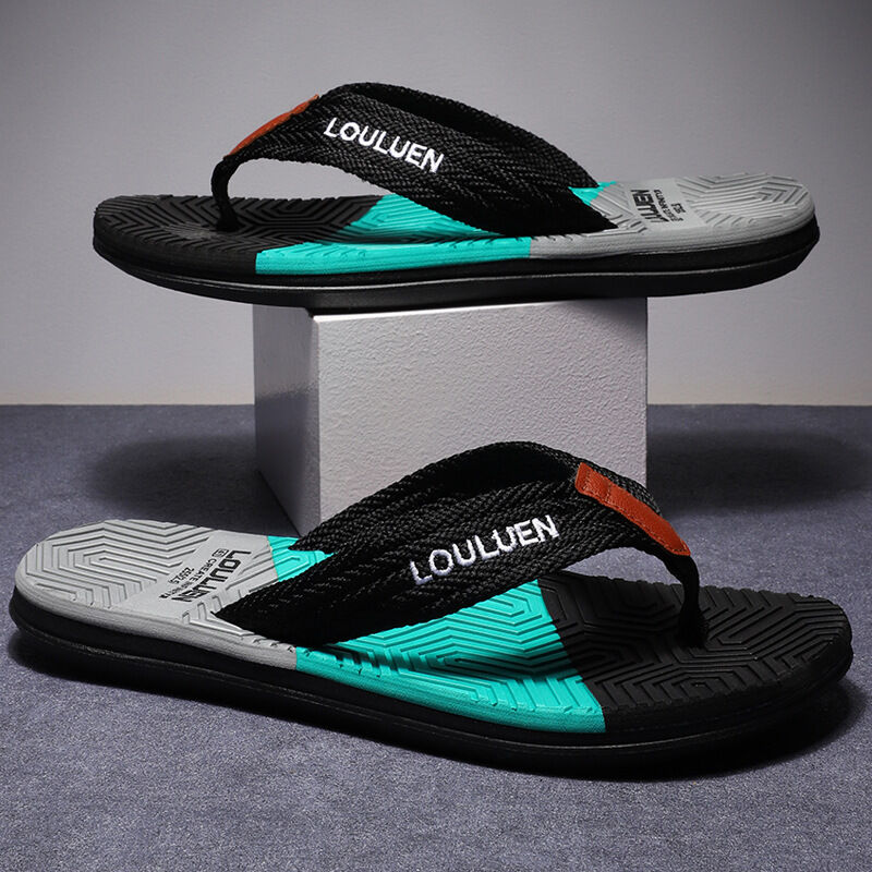 Men's Flip Flops with EVA-PVC Dual Sole, Black for Comfort & Style for Summer Beach & Daily Wear(45)