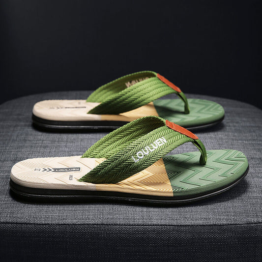 Men's Flip Flops with EVA-PVC Dual Sole, Green for Comfort & Style for Summer Beach & Daily Wear(39)
