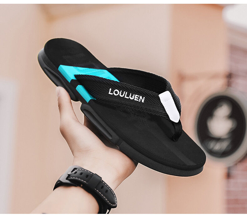 Men's Flip Flops: 4 Colors, EVA-PVC Blend, Comfort & Style for Summer Beach & Daily Wear(Black-green-43)