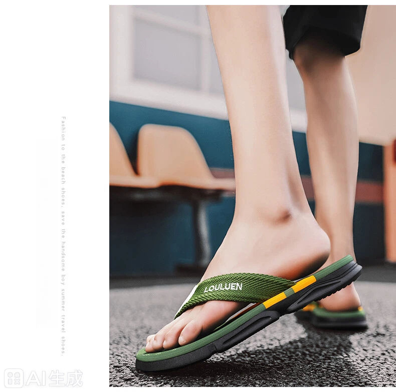 Men's Flip Flops: 4 Colors, EVA-PVC Blend, Comfort & Style for Summer Beach & Daily Wear(Green-42)