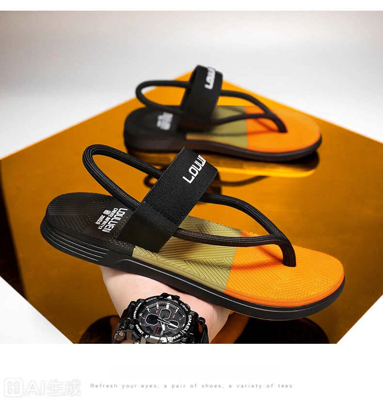 Men's Outdoor Non-Slip Sandals, EVA Lightweight Thick-Sole Beach Slippers for Casual & Sports(black-45)