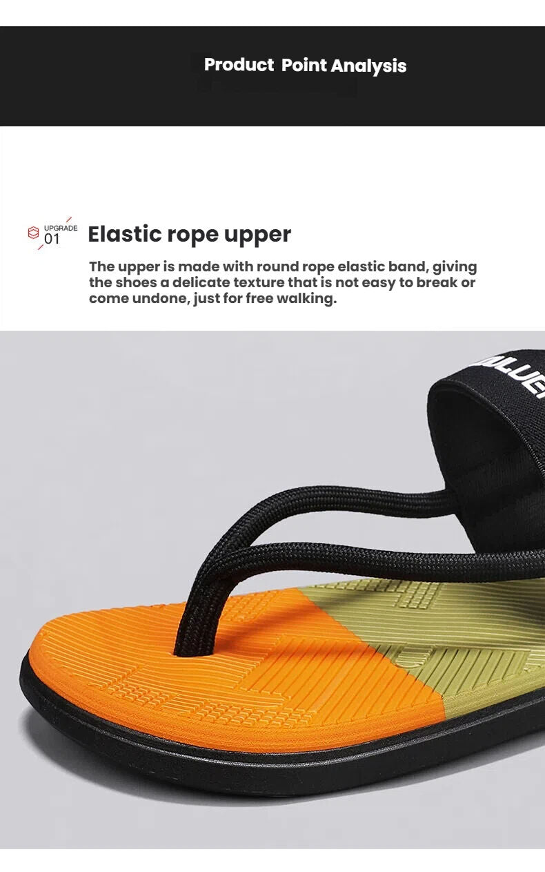 Men's Outdoor Non-Slip Sandals, EVA Lightweight Thick-Sole Beach Slippers for Casual & Sports(black-45)