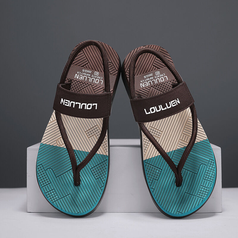 Men's Outdoor Non-Slip Sandals, EVA Lightweight Thick-Sole Beach Slippers for Casual & ports(brown-39)