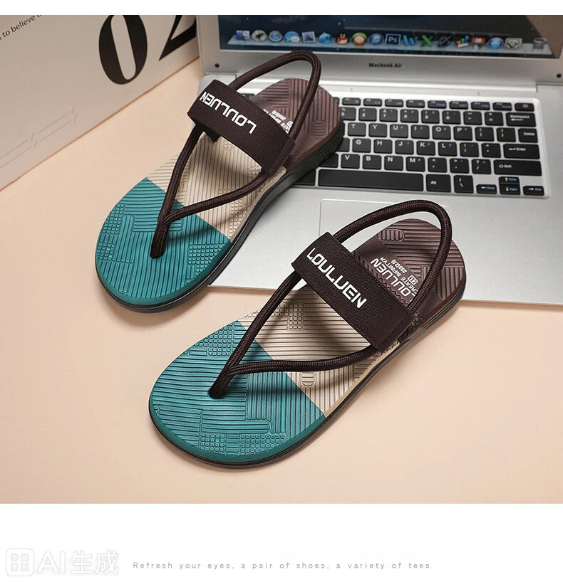 Men's Outdoor Non-Slip Sandals, EVA Lightweight Thick-Sole Beach Slippers for Casual &Sports(brown-43)